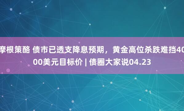 摩根策酪 债市已透支降息预期，黄金高位杀跌难挡4000美元目标价 | 债圈大家说04.23