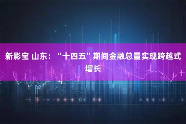 新影宝 山东：“十四五”期间金融总量实现跨越式增长